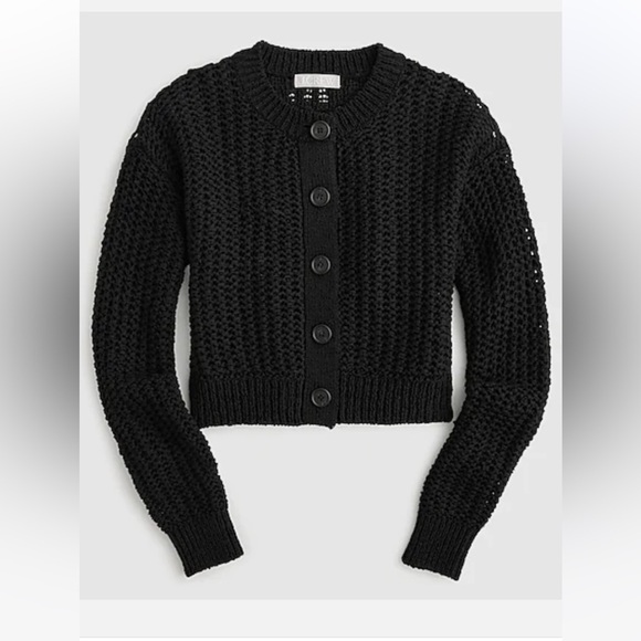 J.Crew Cropped Cardigan sweater in Textured Pointelle sz L NWOT - Picture 2 of 8